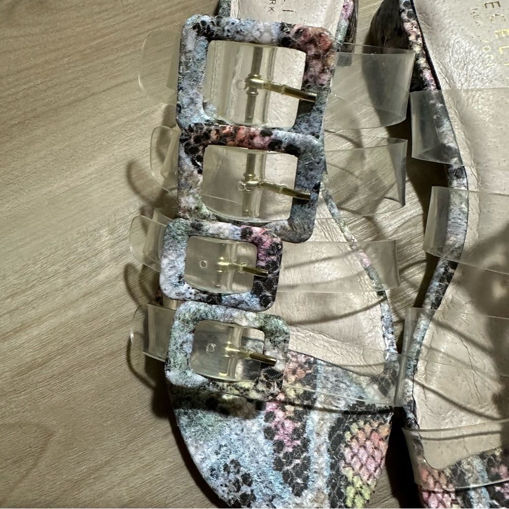 Cecelia New York Lincoln Clear Strap Snake Print Buckle Slide Sandals 7.5 - Picture 5 of 15